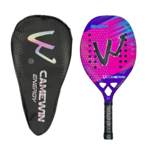 SHARK Camewin Beach Tennis Racket Full Carbon Fiber With EVA Foam Outdoor Sports Ball Racket For Men Women Adult Senior Player