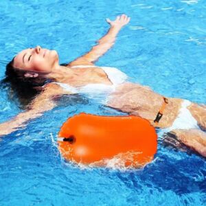 Inflatable Open Swimming Buoy Tow Float Dry Bag Double Air Bag with Waist Belt for Water Sport Swimming Storage Float Tools