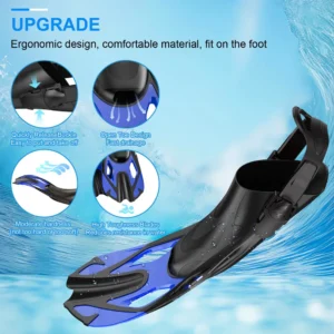 Snorkel Fins Swim Fins Adjustable Buckles Swimming Flippers Short Silicone Scuba Diving Shoes Open Heel Travel Size Beginners